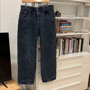 rag & bone Women's Dark Blue Quilted Straight Jeans